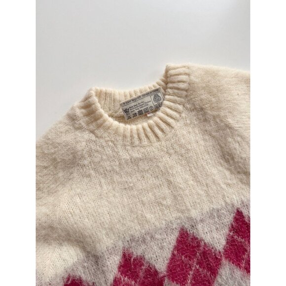 Vintage SAMBAND Made in Iceland Argyle 100% Wool Knit Crew Neck Sweater, Size L - Picture 8 of 11